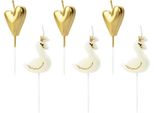 Candele Di Compleanno Cigni+Cuori 6 Pezzi Bianco-Oro 3,5-4 Cm - Taglia Unica