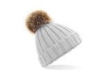 Bambini Junior Fur Pop Pom Chunky Beanie - Colore: Grigio Chiaro - Taglia: Taglia Unica