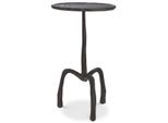 Tavolino Casa Padrino Color Bronzo Ø 27,5 X H. 48 Cm - Tavolino Rotondo In Metallo Effetto Legno - Mobili Soggiorno - Mobili Lusso