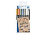 Staedtler 8321 TB7 Staedtler Pennello Pennello Metallico, Confezione Da 5 + Pigmento Liner