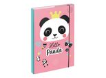 Baagl Astuccio Porta Quaderni Per Zaini - Cartella Porta Quaderni A4 Per Bambini Con Elastico E Alette Interne - Cartella Di Raccolta, Scatola Di Raccolta Con Elastico Per Bambine (Panda)