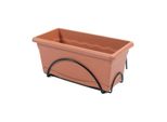 Fioriera Con Piatto Plastiken Terracotta In Polipropilene 40 X 24 Cm