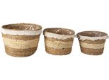 Cesto Portaoggetti Clayre & Eef Set Di 3 Ø 32 Ø 28 Ø 24 Cm Paglia Marrone