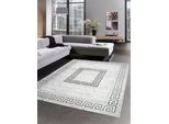 Tappeto Da Salotto Motivo Meandro Con Glitter Grigio Dimensioni - 80 X 300 Cm