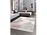 Tappeto Astratto Da Salotto Moderno A Righe Verde Rosa Grigio - Facile Da Pulire Dimensioni - 60X110 Cm