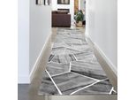 Tappeto Moderno Da Salotto Motivo Geometrico Grigio Dimensioni - 80 X 300 Cm