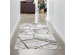 Tappeto Moderno Da Salotto Motivo Geometrico Grigio Oro Dimensioni - 80X150 Cm