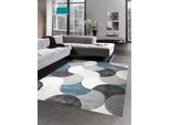 Tappeto Di Design Per Il Salotto Tappeto A Pelo Corto Turchese Grigio Blu Dimensioni - 80 X 300 Cm
