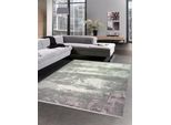 Tappeto In Lana Astratto Con Fibre Naturali Grigio Crema Dimensioni - 120X170 Cm