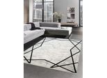 Tappeto In Lana Tappeto In Marmo Tappeto A Motivi Geometrici Beige Crema Nero Dimensioni - 160X230 Cm
