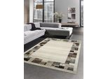 Tappeto Di Design Tappeto Moderno Tappeto Per Il Soggiorno Bordo Beige Crema Turchese Dimensioni - 80X150 Cm