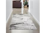 Tappeto Moderno Da Salotto Motivo Geometrico Grigio Dimensioni - 80X150 Cm