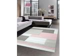 Tappeto Moderno A Pelo Corto Per Soggiorno Tappeto Contour Cut Check Astratto Rosa Pastello Marrone Taupe Dimensioni - 80 X 300 Cm