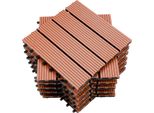 Wolketon Piastrelle Terrazza Wpc Piastrelle Legno Plastica 11Pcs 1M² Set 30X30Cm, Marrone Giardino Click Piastrelle Pavimentazione Con Drenaggio Piastrelle Terrazza Balcone