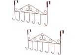 Set Di 2 - Appendiabiti Da Porta In Metallo Da 42,5 Cm Da Montare Sopra La Porta | Gancio Per Cappotto Con 7 Ganci | Striscia Per Gancio Da Porta Colore: Marrone | Striscia Per Gancio Da Porta | Porta Cappotto | Striscia Per Appendere La Porta Senza Forare