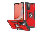 Wozinsky Anello Armatura Custodia Ibrida Blindata + Supporto Magnetico Samsung Galaxy A72 4G Rosso