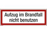 Hinweisschild Aufzug Im Brandfall 297X105Mm Folie