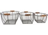 Cesto Portaoggetti Clayre & Eef Set Di 3 Cesti 35X26X14 Cm In Ferro Marrone