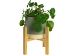 Quvio Supporto Per Vasi Da Fiori - Supporto Per Piante - Tavolo Per Piante - Portavaso Da Fiori - Vaso Da Fiori Su Gambe - Diametro Interno 16 Cm - Bambù