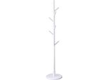 Quvio Appendiabiti In Legno - Altezza 175 Cm - 8 Ganci - Appendiabiti - Bianco