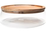 Quvio Ciotola In Vetro Con Coperchio In Legno - Decorazione Da Tavolo - Ciotola Per Tavolino - Marrone