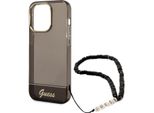 Guess Guhcp14Lhgcohk Custodia Rigida Iphone 14 Pro6,1 Czarny/Nero Cinturino Perla Traslucida