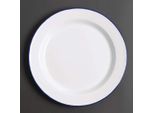 Piatti Olympia Smaltati Bianco-Blu 24,5 Cm (6 Pezzi)