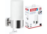 Set Di Dispenser Di Sapone Tesa Elegaant, Vetro Satinato E Metallo Cromato - Dispenser Di Sapone Liquido Per Montaggio A Parete Senza Foratura, Soluzione Adesiva Inclusa