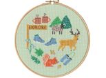 Modello Fuori Produzione Set Per Punto Croce Bothy Threads Con Cerchio Da Ricamo "Exploring"", Schema Di Conteggio, XJH6, Diam. 17,5 Cm"