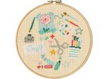 Modello Fuori Produzione Set Per Punto Croce Bothy Threads Con Telaio Da Ricamo "Craft"", Schema Contato, XJH7, Diam. 17,5 Cm"