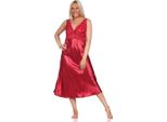 Camicia Da Notte In Raso Da Donna, Lingerie Sexy Con Pizzo; Rosso Vino/S