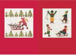 Le Bonheur Des Dames Biglietti D'auguri Set Di 2 Kit Punto Croce Contato "Sciatori E Slitta"", 10,5X15Cm"