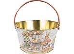 Cestino Decorativo Clayre & Eef Ø 19X10 Cm Bianco Alluminio Coniglio