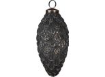 Guaina Natalizia Clayre & Eef Ø 7X15 Cm In Vetro Nero Argentato
