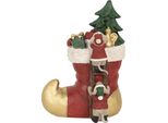 Clayre & Eef Decorazione Natalizia Con Illuminazione A Led Stivali 14X10X19 Cm Mouse In Poliresina Rosso