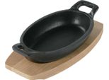 Freyersbacher® Padella Piccola In Ghisa Ovale 14X9 Cm, Padella Da Portata Smaltata | Con Asse E Panno