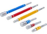 Bgs Set Di Adattatori Per Trapani Colorati Esagono Esterno 6,3 Mm (1/4") Uscita Quadra Esterna 6,3 Mm (1/4"") / 10 Mm (3/8"") / 12,5 Mm (1/2"") 75 - 150 Mm 6 Pezzi - 74424"