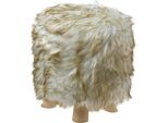 Sgabello Clayre & Eef Ø 32X40 Cm Legno Bianco Marrone