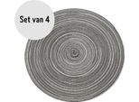 Tovagliette Krumble Rotonde - Tovagliette - Sottobicchieri - Accessori Per La Tavola - Set Di 4 - Diametro 36 Cm - Grigio/Argento