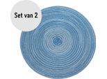 Krumble Tovagliette Rotonde - Tovagliette - Sottobicchieri - Accessori Per La Tavola - Set Di 2 - Diametro 36 Cm - Blu/Grigio