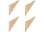 Quvio Gancio Da Parete - Set Di 4 - Triangolo - Appendiabiti - Appendiabiti - Gancio Per Cappotto - Legno - Marrone Chiaro - 7 X 2 X 12 Cm