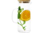 Caraffa Krumble Con Manico E Coperchio 1 Litro - Caraffa Per Acqua - Vetro - Legno