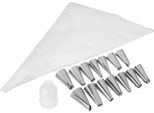 Sacchetto Per Piping Krumble Con 14 Beccucci - Sacchetto Per Piping Riutilizzabile + 14 Attacchi Per Panna Montata Ecc. - Silicone E Acciaio Inox - Siringa Per Guarnire - Decorazione Di Pasticceria E Torte - Bianco