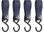 Quvio Gancio Per Appendere Con Cinghia In Pelle - Gancio Per Cappotto - Appendiabiti - Gancio - Gancio Da Cucina - Plastica - Pelle - Gancio Per Appendere - Set Di 4 - Blu
