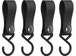Quvio Gancio Per Appendere Con Cinghia In Pelle - Gancio Per Cappotto - Appendiabiti - Gancio - Gancio Da Cucina - Plastica - Pelle - Gancio Per Appendere - Set Di 4 - Nero