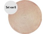 Tovaglietta Krumble - Set Di 6 - Tovagliette - Sottobicchieri - Rotondo - Pvc - Protezione Della Tavola - Sottobicchiere - Resistente Al Calore - Tovaglietta Decorativa - Rotondo - Oro Rosa
