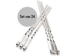 Spiedini Per Barbecue Krumble - Set Di 24 - Spiedini Per Carne - Spiedini Per Verdure - Spiedini Per Kebab - Spiedini Per Barbecue - Acciaio Inox - Argento