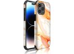 Smartphonica Custodia Per Iphone 14 Pro Con Paraurti E Stampa Marmo Arancione - Backcover Phonecase Stampa Marmo Arancione