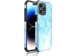 Smartphonica Custodia Per Iphone 14 Pro Con Paracolpi E Stampa Marmo Azzurro - Backcover Phonecase Stampa Marmo Azzurro
