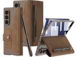 Custodia Per Samsung Galaxy Z Fold 7 Custodia Protettiva In Pelle Con Protezione Dello Schermo Incorporata E Slot Per Penna Marrone